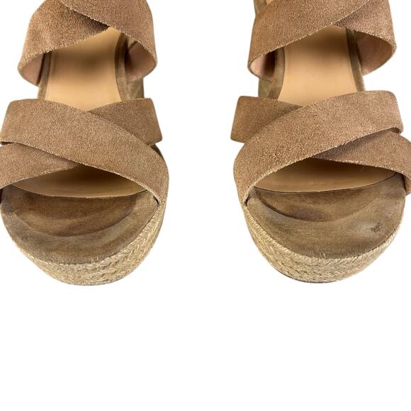 Ugg Raquel Wedge Women Size 8 Chestnut Suede Espadrille Strappy Tassel Sandals - Picture 8 of 11